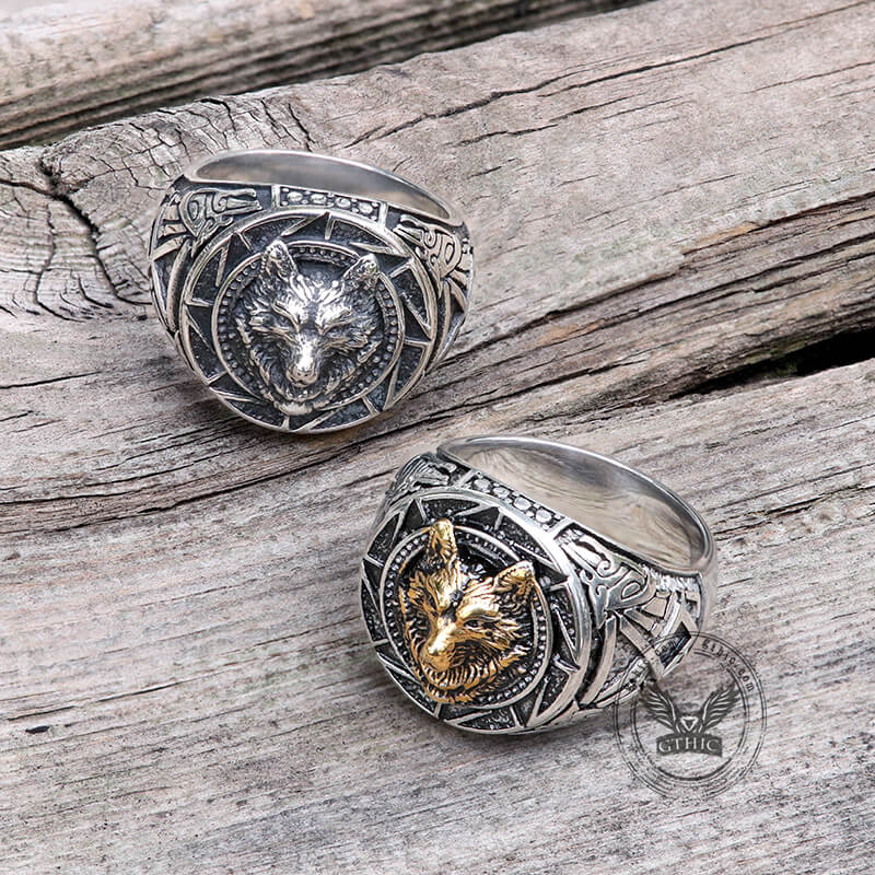 Norse Slavic Wolf Stainless Steel Viking Ring | Gthic.com