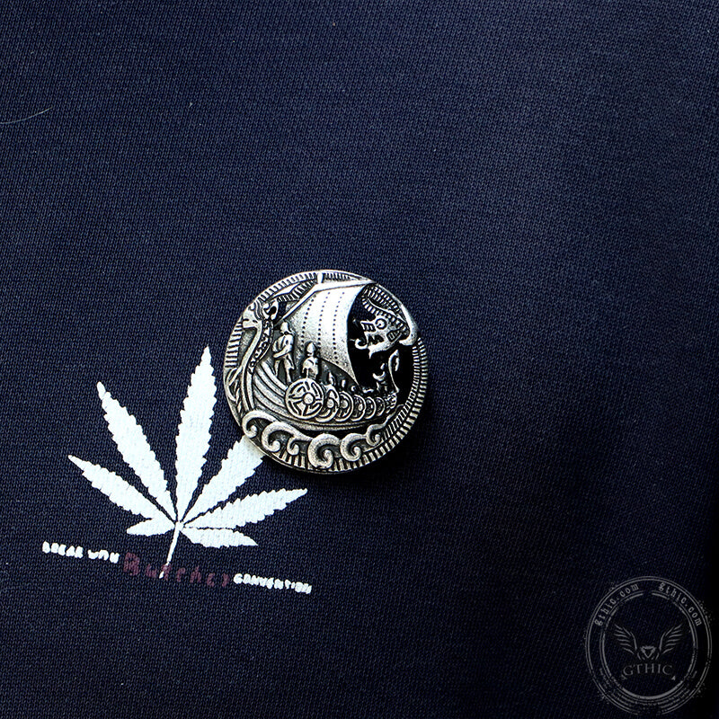 Norse Viking Longship Zinc Alloy Brooch | Gthic.com