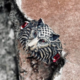 Norse Wolf Zircon Sterling Silver Viking Ring | Gthic.com