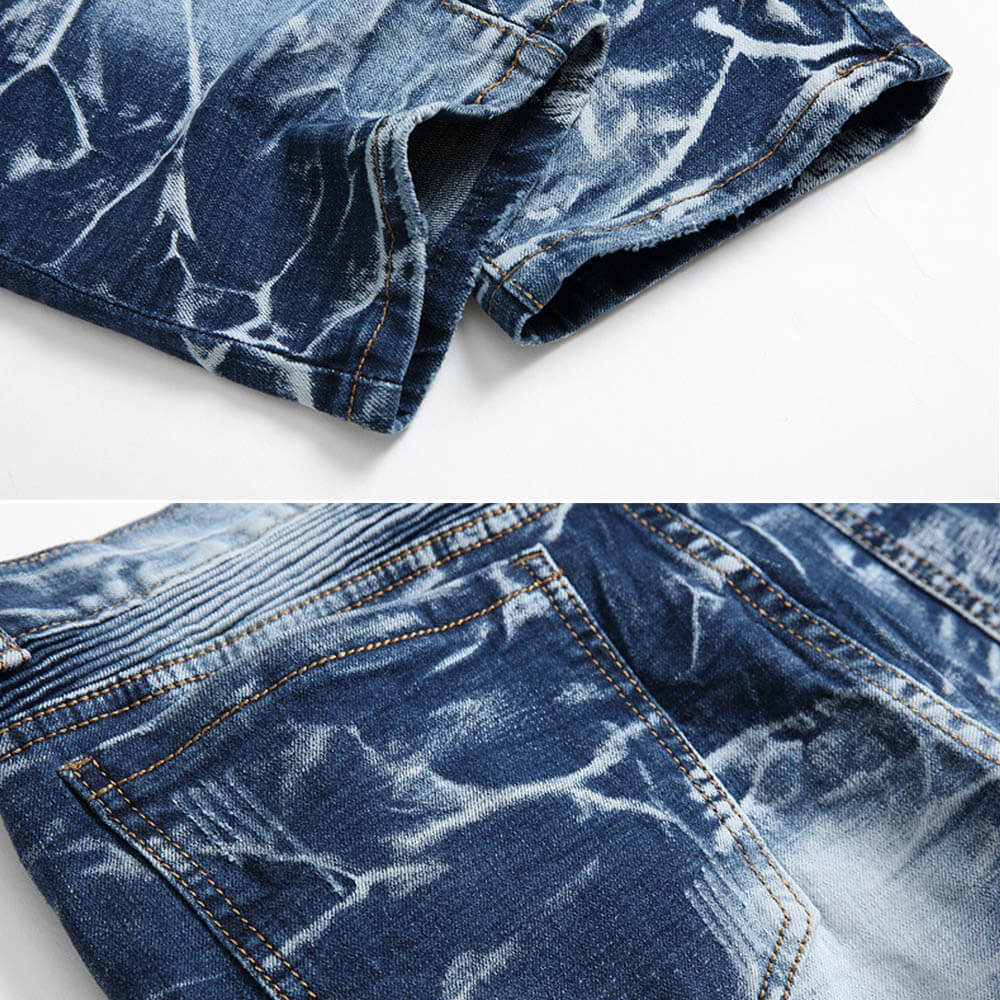 Pantaloni punk da uomo in cotone con stampa teschio patch