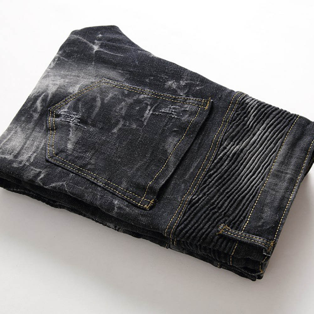 Pantaloni punk da uomo in cotone con stampa teschio patch