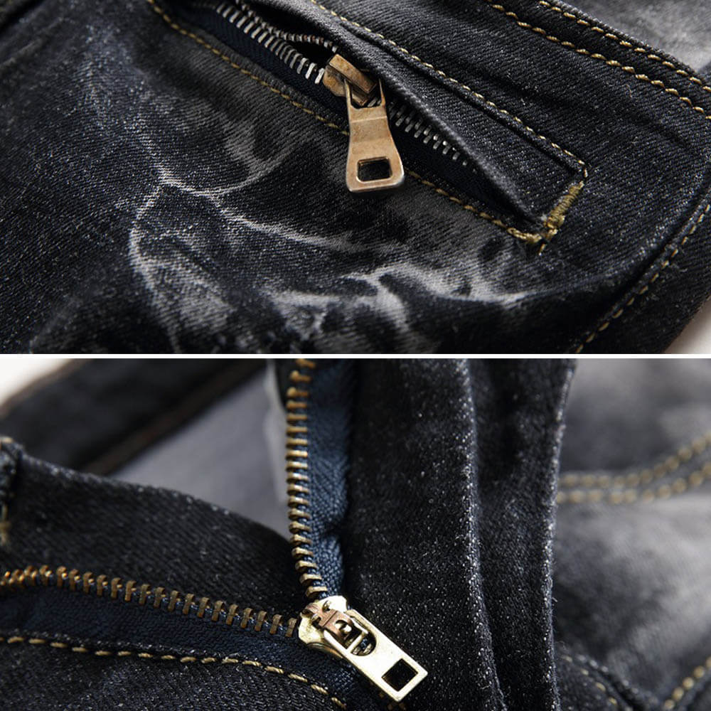 Pantaloni punk da uomo in cotone con stampa teschio patch