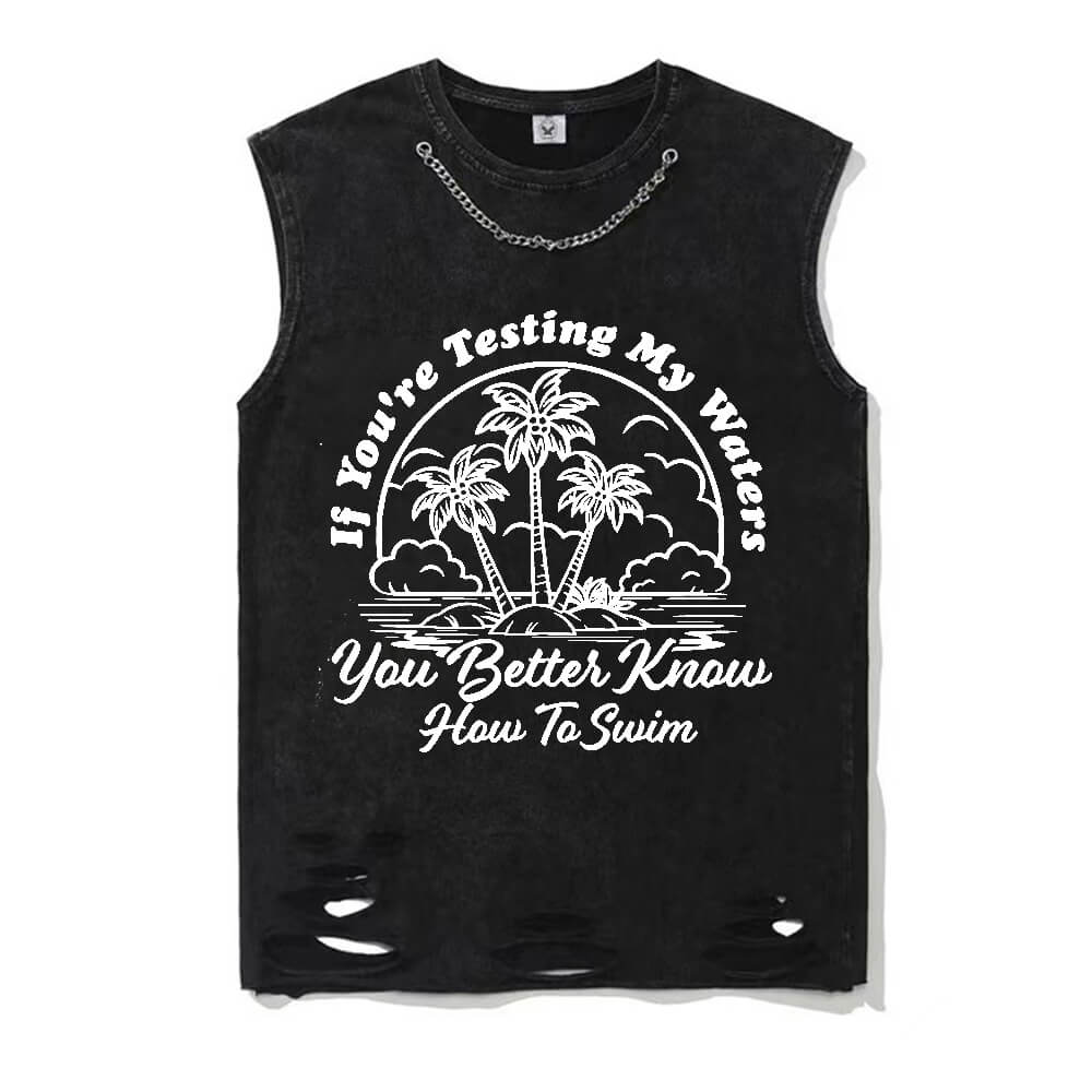 Ocean Summer Vintage Washed T-shirt Vest Top | Gthic.com