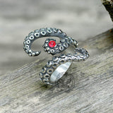 Octopus Arms Stainless Steel Gemstone Ring | Gthic.com
