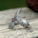 Octopus Arms Stainless Steel Gemstone Ring