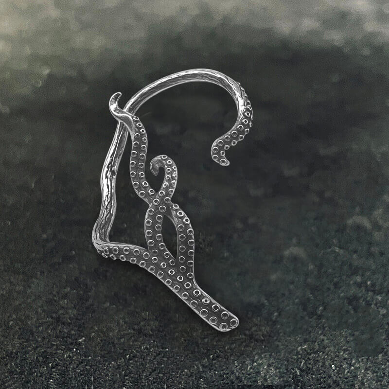 Octopus Tentacles Stainless Steel Ear Cuffs | Gthic.com