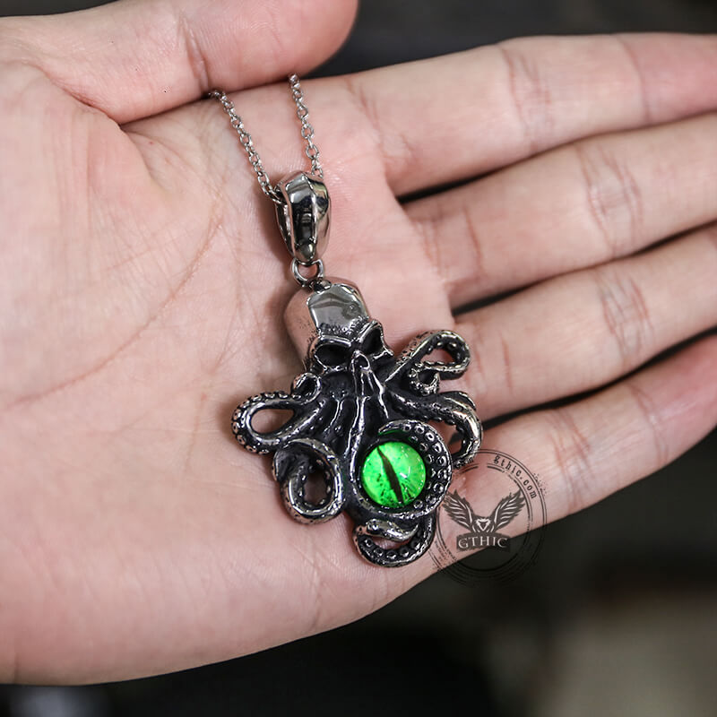 Octopus With Eye Stainless Steel Skull Pendant