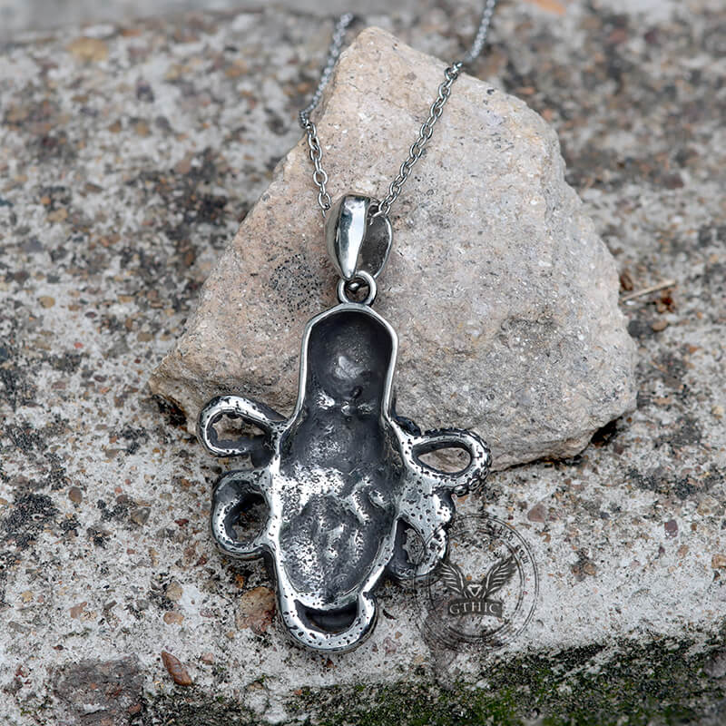 Octopus With Eye Stainless Steel Skull Pendant