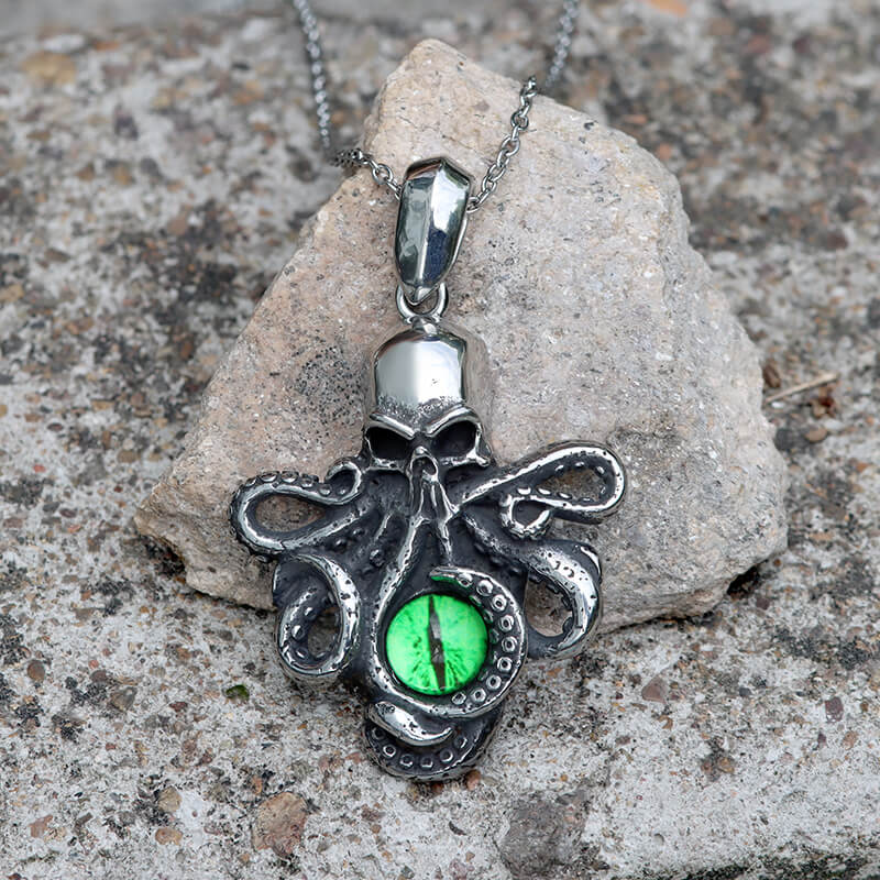 Octopus With Eye Stainless Steel Pendant | Gthic.com