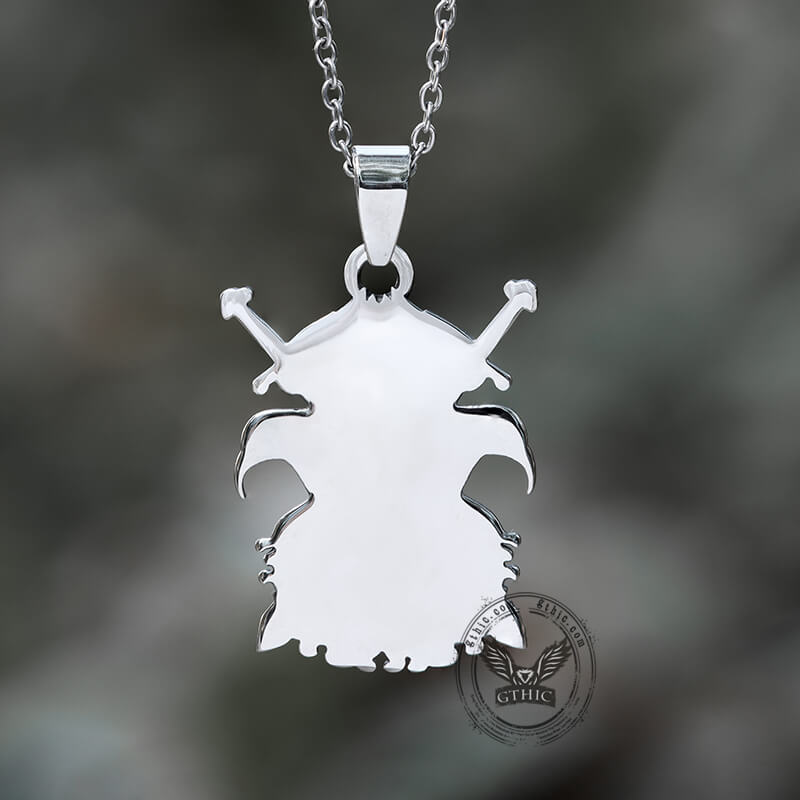 Odin And Raven Stainless Steel Viking Pendant