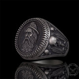 Odin Skull Feather Gothic Sterling Silver Ring | Gthic.com