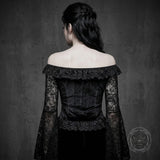 Off-Shoulder Flared Sleeves Slim-Fit Gothic Lace Top | Gthic.com