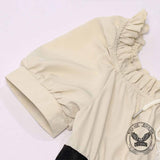 Off-Shoulder Ruffled Asymmetrical Short-Sleeve Dress