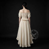 Off-Shoulder Ruffled Asymmetrical Short-Sleeve Dress | Gthic.com