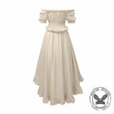 Off-Shoulder Ruffled Asymmetrical Short-Sleeve Dress