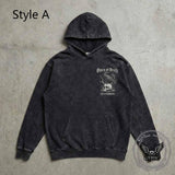 Omen of Death Raven Skull Nevermore Vintage Washed Hoodie | Gthic.com