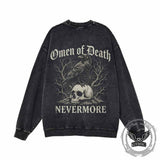 Omen of Death Raven Skull Nevermore Vintage Washed Sweatshirt