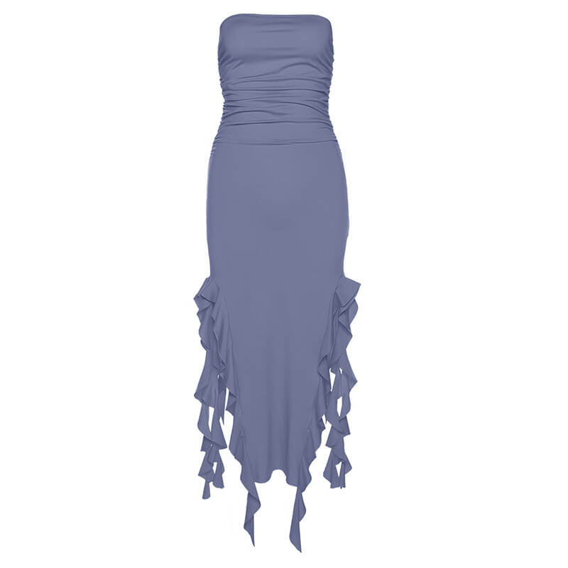 One-shoulder Tube Ruffle Irregular Bodycon Dress | Gthic.com