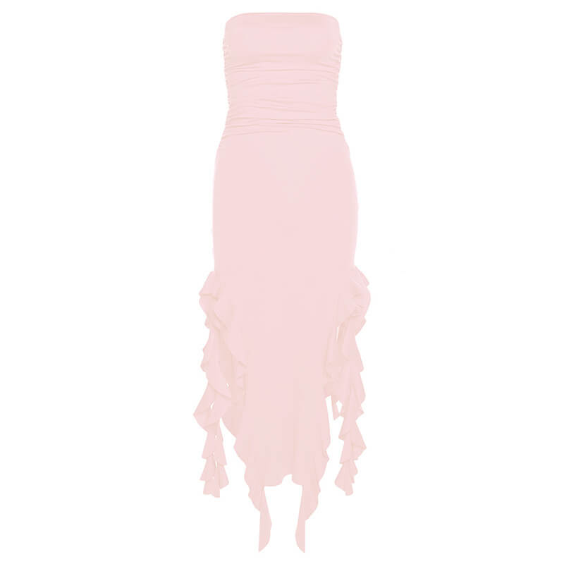 Personalized Chest Wrap Irregular Dress Pink / L Personalized Chest Wrap Irregular Dress Pink / L