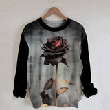 One Rose Polyester Gothic Sweatshirt