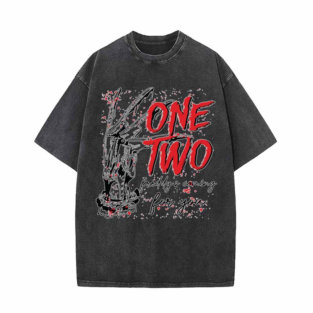 One Two Skull Hand Vintage Washed T-shirt | Gthic.com