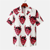 Oni Print Lapel Polyester Hawaiian Shirt | Gthic.com
