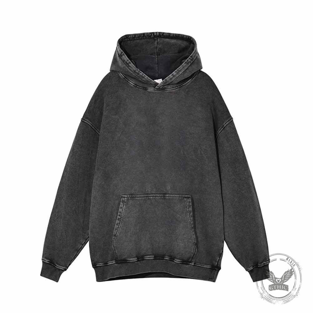 Ad Astra Per Mortem Skull Graphic Vintage Washed Hoodie | Gthic.com