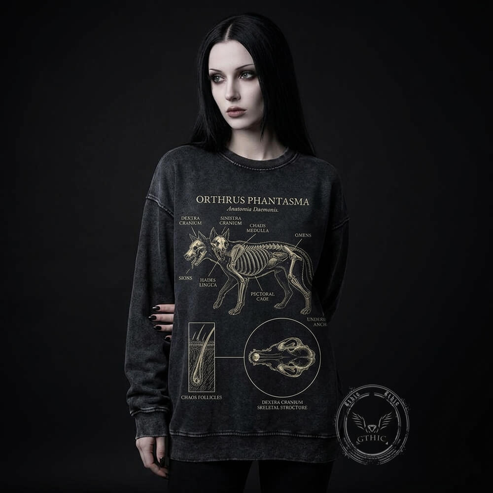 Orthrus Phantasma Anatomy Graphic Vintage Washed Sweatshirt