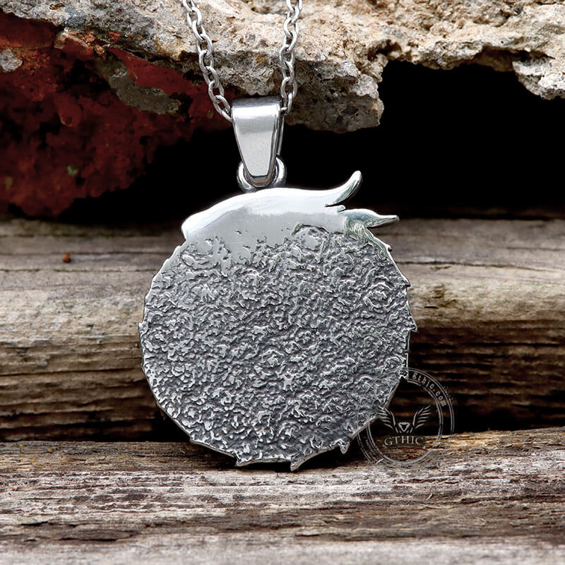 Ouroboros Skoll and Hati Wolf Stainless Steel Pendant