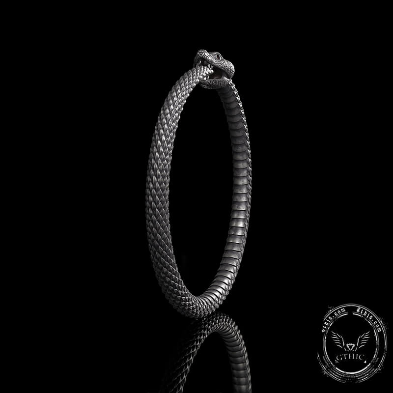 Ouroboros Symbol Sterling Silver Snake Bracelet | Gthic.com