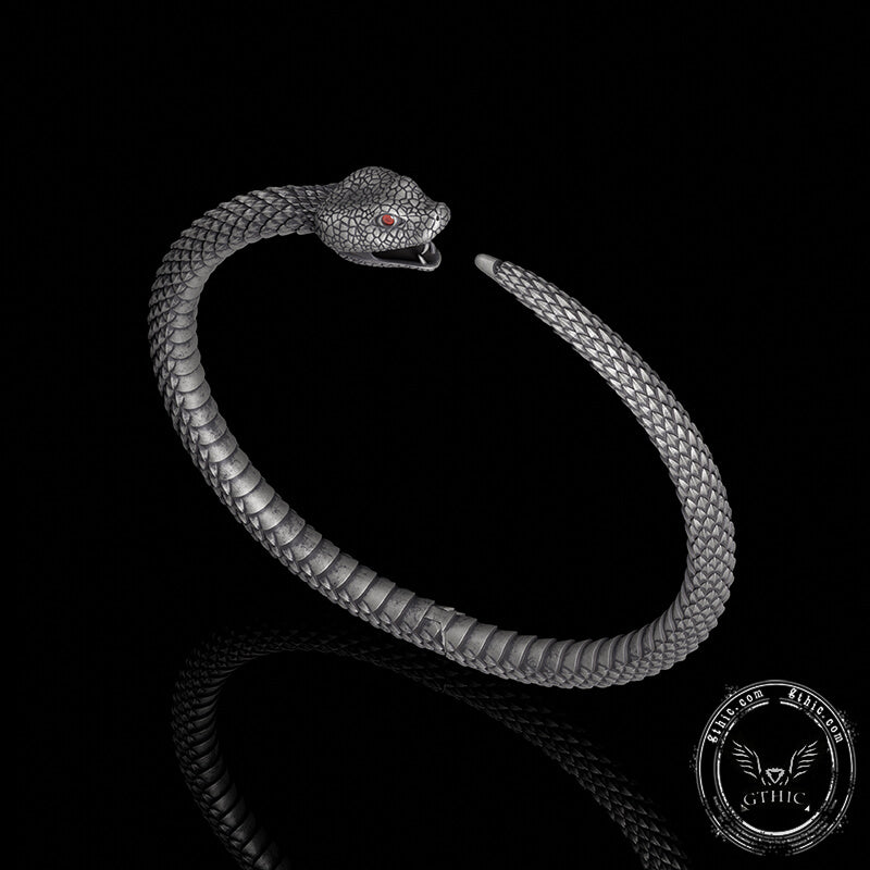 Ouroboros Symbol Sterling Silver Snake Bracelet | Gthic.com