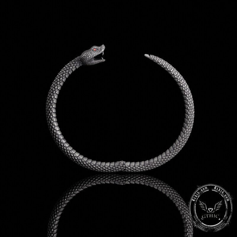 Ouroboros Symbol Sterling Silver Snake Bracelet | Gthic.com