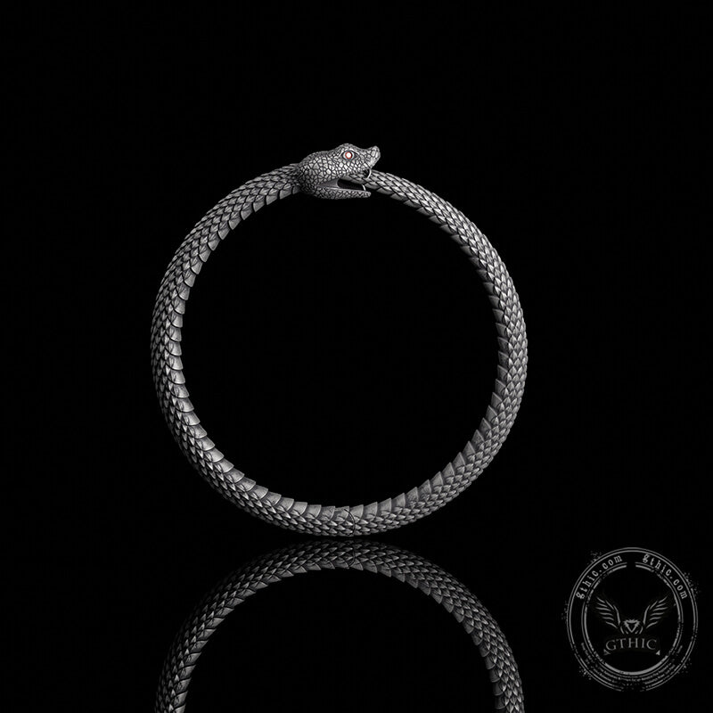 Ouroboros Symbol Sterling Silver Snake Bracelet | Gthic.com