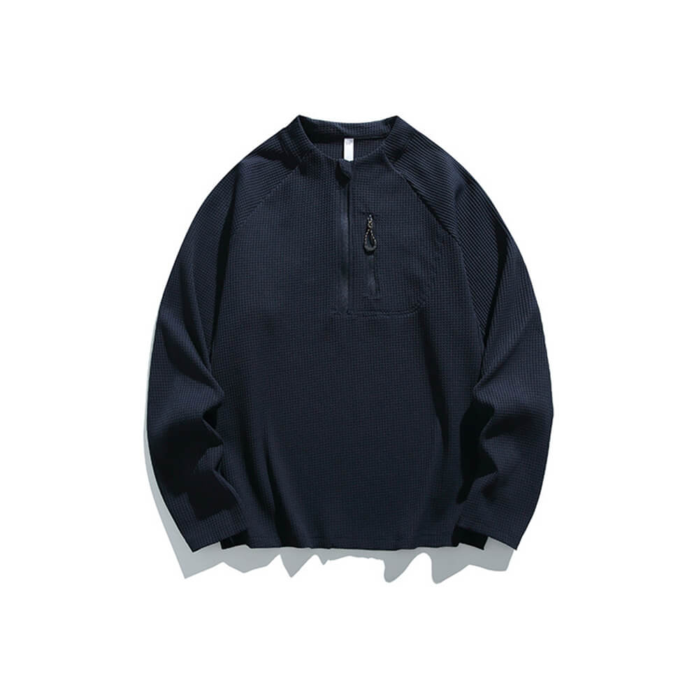 Outdoor Waffle-Knit Quick-Drying Half-Zip Sports Top