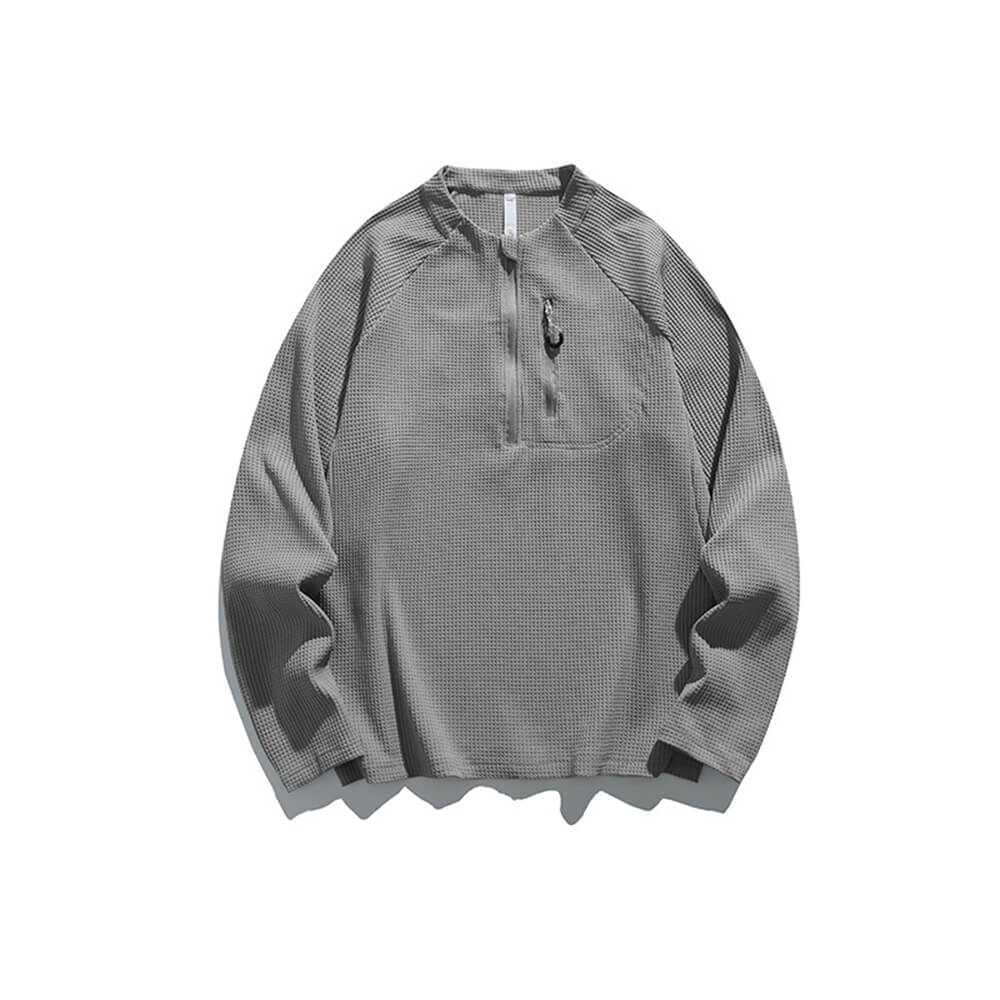 Outdoor Waffle-Knit Quick-Drying Half-Zip Sports Top