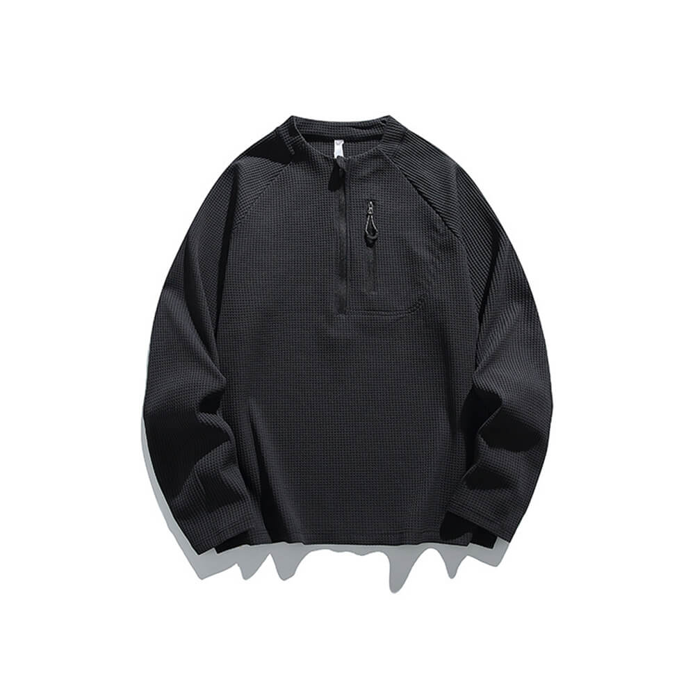 Outdoor Waffle-Knit Quick-Drying Half-Zip Sports Top