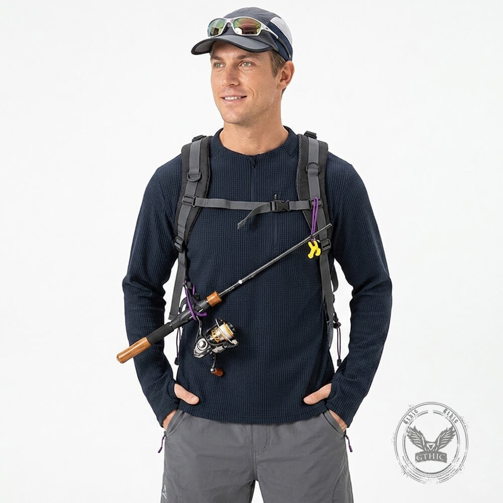 Outdoor Waffle-Knit Quick-Drying Half-Zip Sports Top