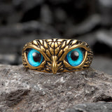 Owl Gem Eye Stainless Steel Ring