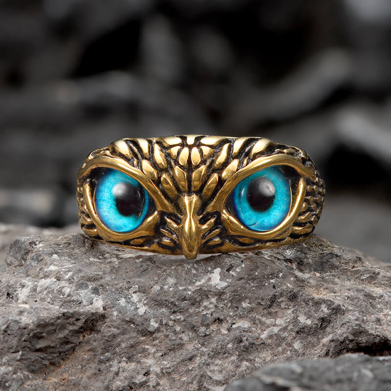Owl Gem Eye Stainless Steel Ring