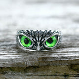 Owl Gem Eye Stainless Steel Ring | Gthic.com