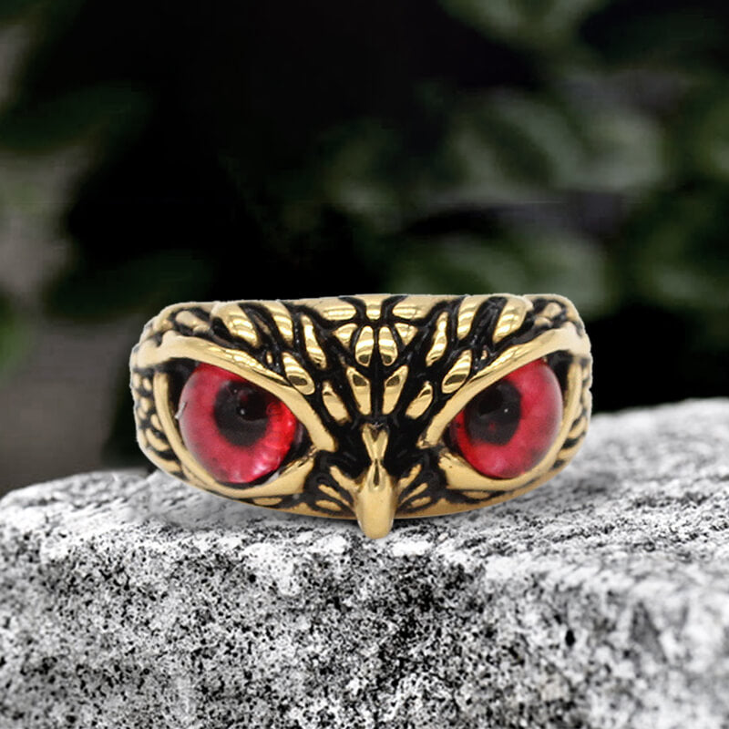 Owl Gem Eye Stainless Steel Ring | Gthic.com