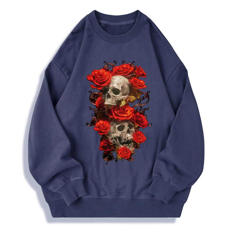 Passionate Rose Skull Cotton Long Sleeve T-shirt | Gthic.com