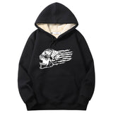 Patriotic Skull American Flag Crew Collar Hoodie 01 | Gthic.com