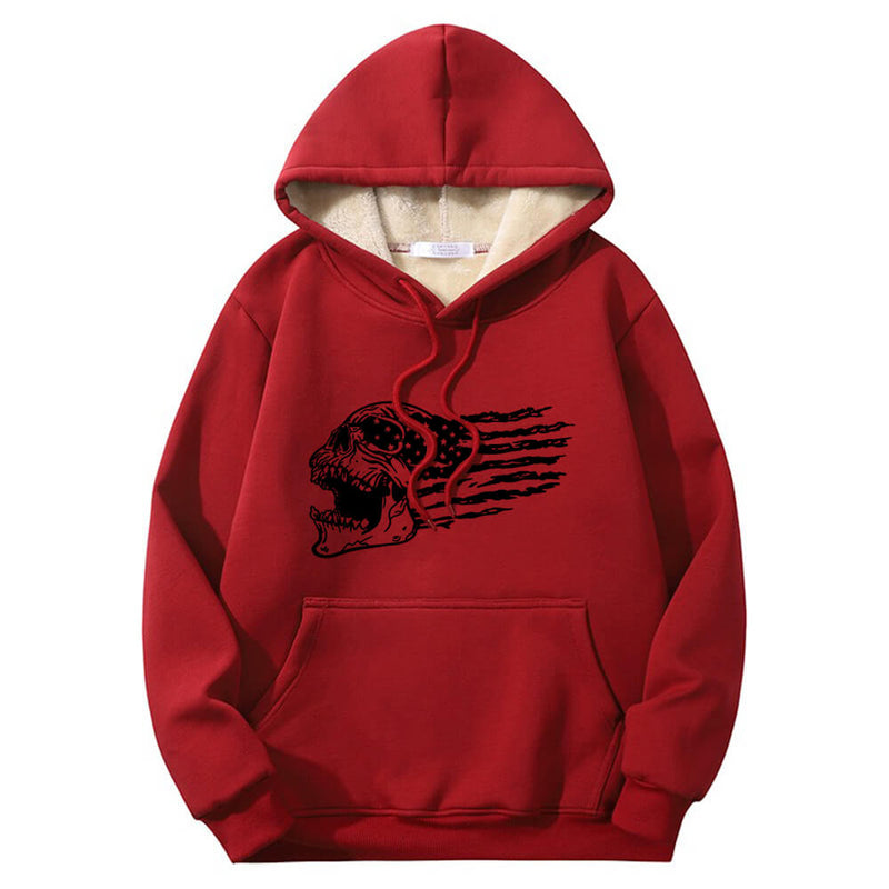 Patriotic Skull American Flag Crew Collar Hoodie