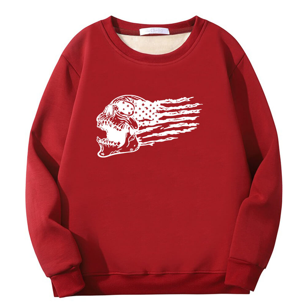 Patriotic Skull American Flag Crew Collar Sweatshirt 02 | Gthic.com