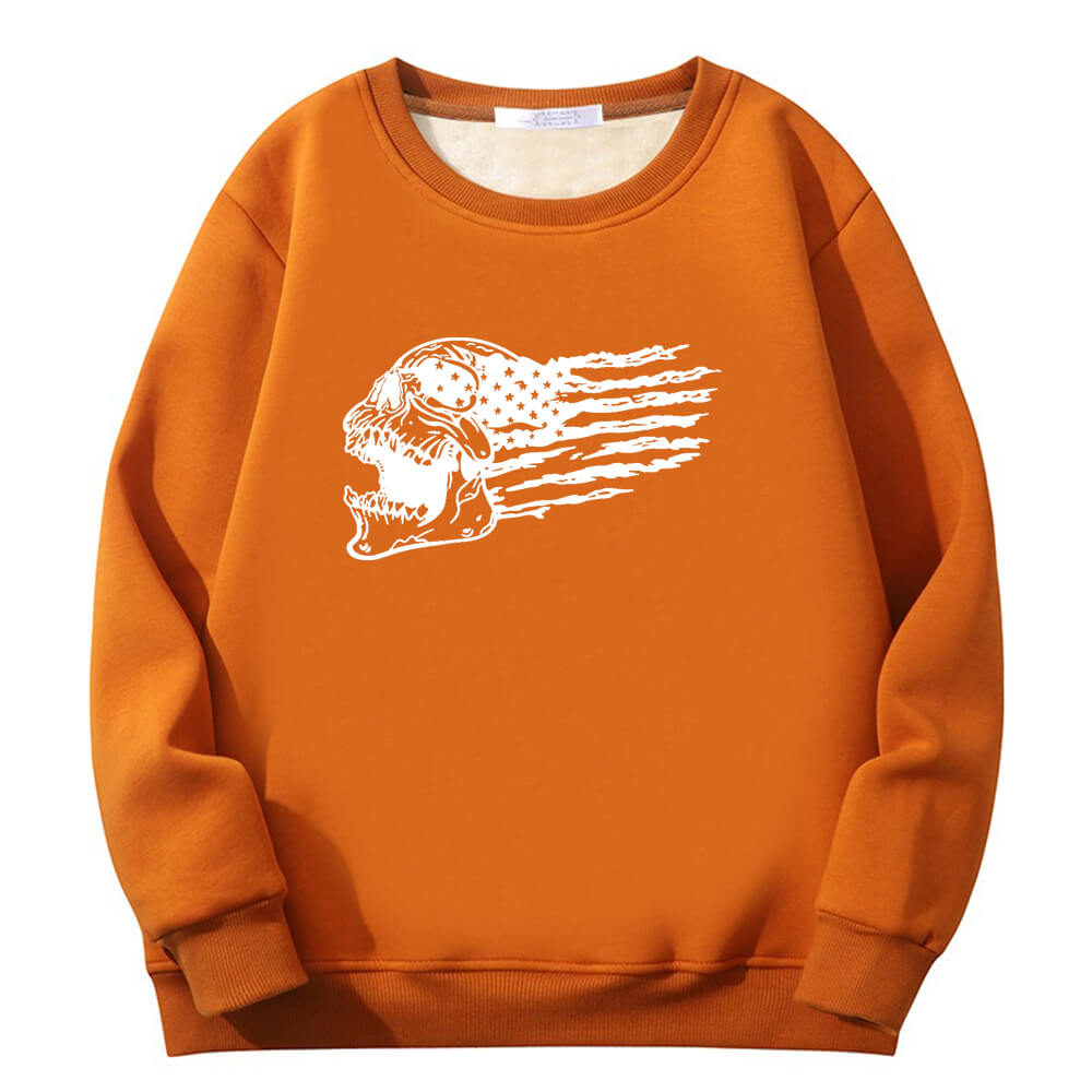 Patriotic Skull American Flag Crew Collar Sweatshirt 03 | Gthic.com