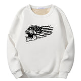 Patriotic Skull American Flag Crew Collar Sweatshirt