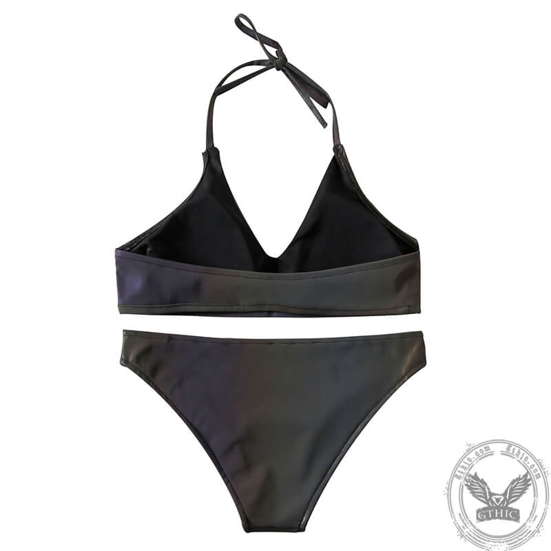 Pattern Printed Polyester Reflective Bikini Set