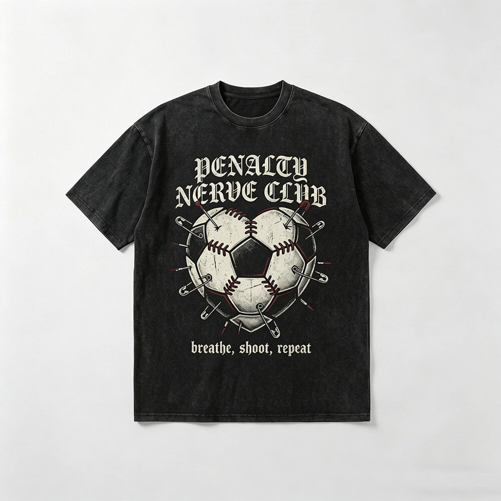 Penalty Nerve Club Heart Football Vintage Washed T-shirt | Gthic.com