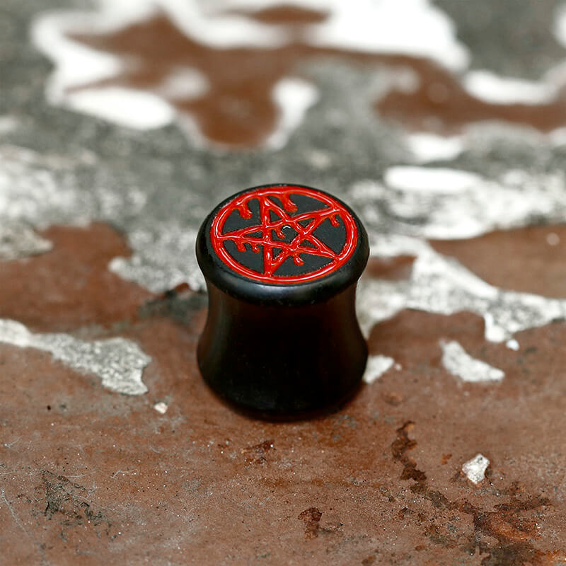 Pentagram Black Ebony Ear Gauge | Gthic.com